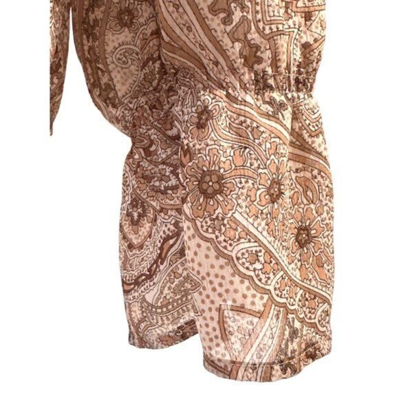 Apostrophe All Polyester Brown Hues Long Sleeve Bell Cut Cuffs Blouse Size 8 - Picture 6 of 9